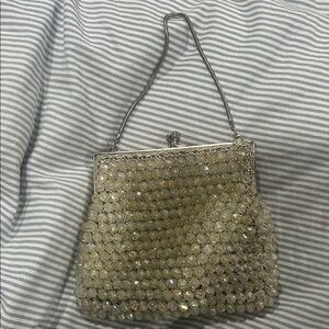 Vintage Magic Beaded Silver Clasp Bag